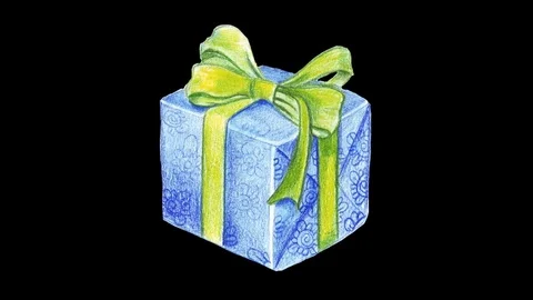 Animation with alpha channel in a box with a gift Stock Footage 70722654