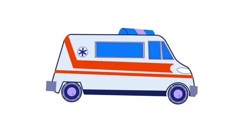 Animation of an ambulance moving on a white background. Stock Footage 320239223