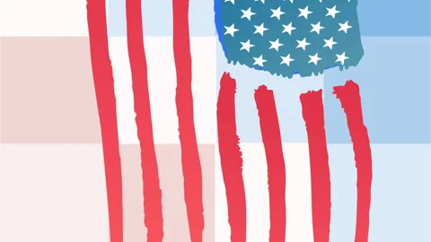 Animation of american flag on red, white and blue pixels Stock Footage 313187236