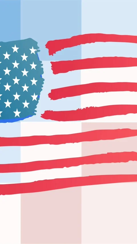 Animation of american flag on red, white and blue pixels Stock Footage 319974006