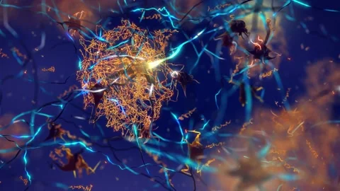 Animation of amyloid plaques forming between neurons Stock Footage 170320701