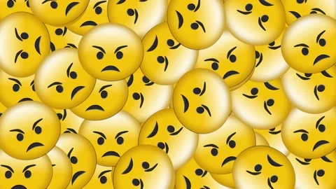 Animation of angry emoji icons over blac... | Stock Video | Pond5