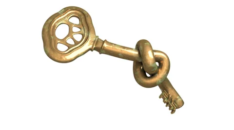 Animation of antique bronze key Stock Footage 29049281