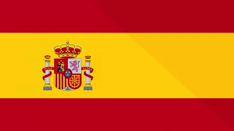 Animation of the appearance and disappearance of a flat flag 2D Spain Stock Footage 284034184