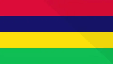 Animation of the appearance and disappearance of a flat flag 2D Mauritius Stock Footage 306236397