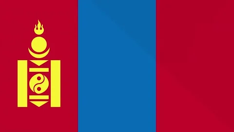 Animation of the appearance and disappearance of a flat flag 2D Mongolia Stock Footage 307940877