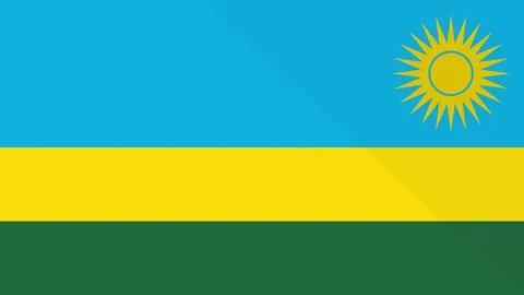 Animation of the appearance and disappearance of a flat flag 2D Rwanda Stock Footage 307940939