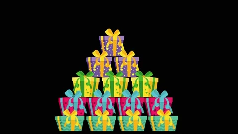 Animation of appearance the gift box pyramid and disappearance. 스톡 동영상 142528523