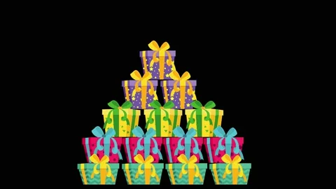 Animation of appearance the gift boxes pyramid and disappearance. 库存影片 142528532