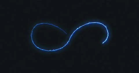 Animation appearance of infinity shape from blue fire on dark background. Stock Footage 194851924