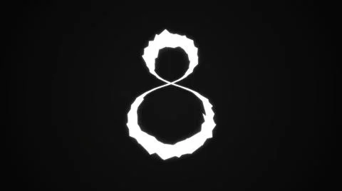 Animation appearance of infinity shape from fire on dark background Illustrazione stock