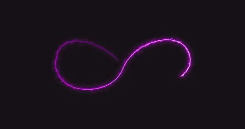Animation of the appearance of the infinity shape from magenta fire on a dark Stock Footage 200649177