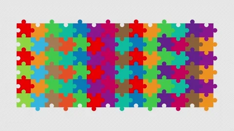 An animation of the appearance of a jigsaw puzzle. Stock Footage 201510458