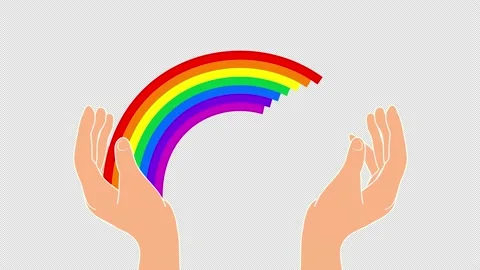 Animation appearance of rainbow from hands. A rainbow for hope and wish. Stock Footage 170556705