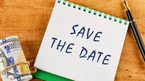 Animation of the appearance of the SAVE THE DATE concept text Stock Footage 286380725