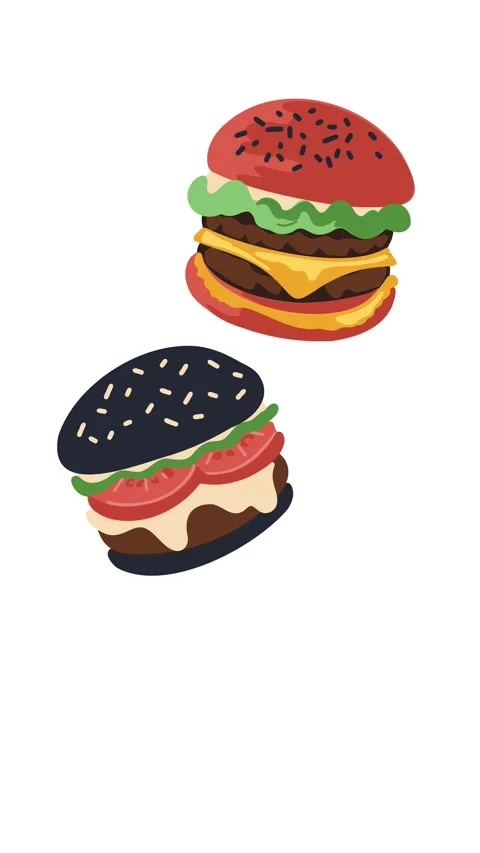 Animation of appetizing burgers floating in motion Stock Footage 336651892