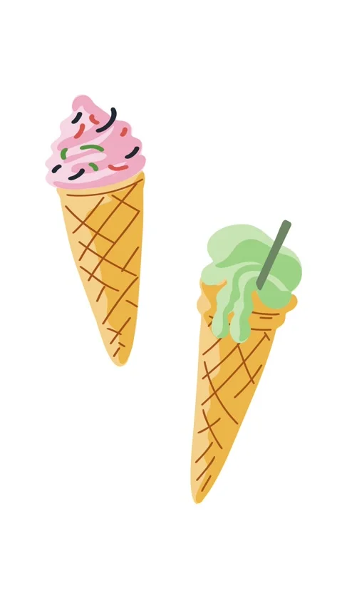 Animation of appetizing ice cream cones floating gracefully Stock Footage 336651898