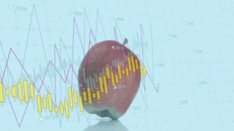 Animation of apple over data processing Stock Footage 326306185