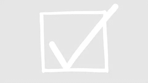 Animation of an approving mark squared with a white line on a black background. Stock Footage 210907759