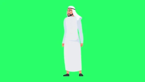 Animation arab man on green screen. Stock Footage 264803932