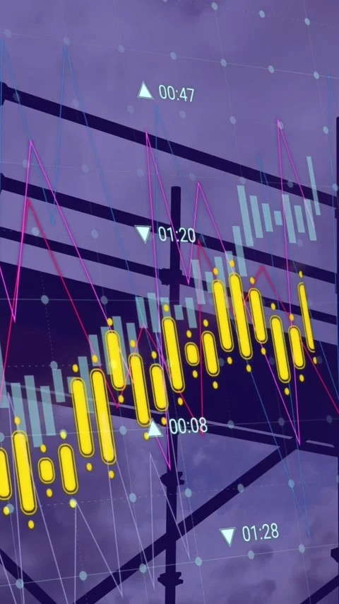 Animation of architect on scaffolding, financial data processing and statistics Stock Footage 342607937