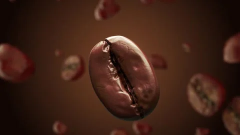 Animation of aromatic dark coffee beans falling down. Stock Footage 278473120