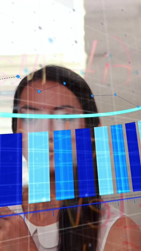 Animation of arrow on graphs, diverse manager explaining strategy to coworkers Stock Footage 344774938