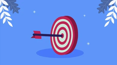 Animation of arrow hitting center of target for success concept and busines.. Stock Footage 334263208