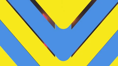 Animation of arrows making blue and yellow chevron pattern Stock Footage 312872274