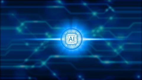 Animation Artificial Intelligence (AI) technology icons over the Network connect Stock Footage 124372656