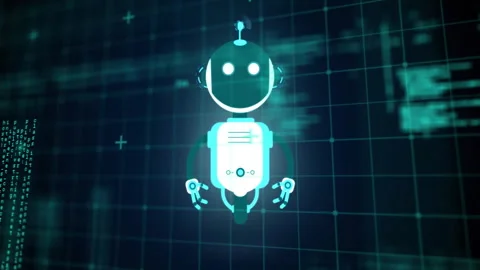 Animation of artificial intelligence chat bot data processing over dark Stock Footage 267187197