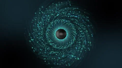 Animation of artificial intelligence eye. Abstract digital and technology. Bi Stock Illustration