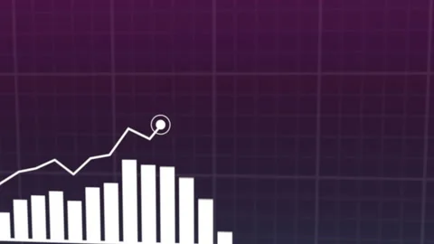 Animation of  ascending blue histogram chart with uparrow, Statistics, Data, quo Stock Footage 152803179
