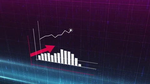 Animation of ascending blue histogram chart with uparrow, Statistics, Data, quot Stock Footage 152866168