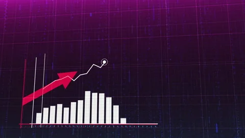 Animation of ascending blue histogram chart with uparrow, Statistics, Data, quot Stock Footage 152866736