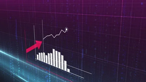 Animation of ascending blue histogram chart with uparrow, Statistics, Data, quot Stock Footage 152867014