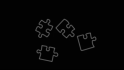 Animation of assembling a jigsaw puzzle. Problem solving concept. Copy space Video stock 141194308