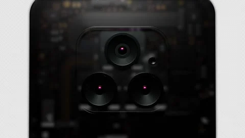 Animation of the assembly of various components into a phone with three camer Video stock 245069727