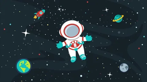 Animation Of An Astronaut At Space Stock Footage 136032538