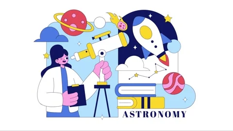Animation of Astronomy Vector Illustration Stock Footage 332387496