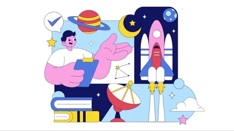 Animation of Astronomy Vector Illustration Stock Footage 332387517