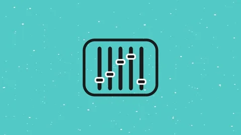 Animation of audio mixer slider icon on a teal background with white animat.. 库存影片 339059795