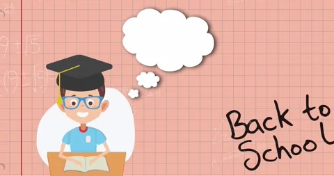 Animation of back to school text and student icon with speech bubble over Stock Footage 327961790