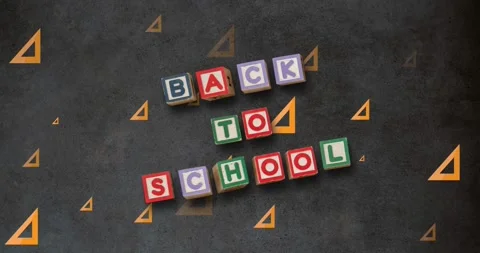 Animation of back to school text over squares icons Stock Footage 327958374