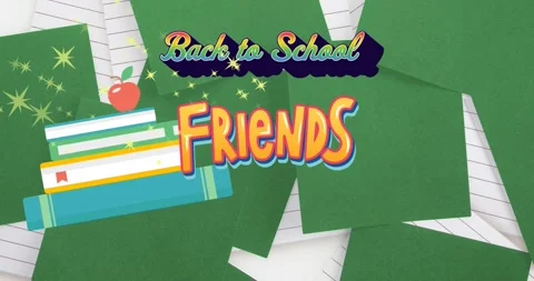 Animation of back to school text over falling notebooks Stock Footage 329027157