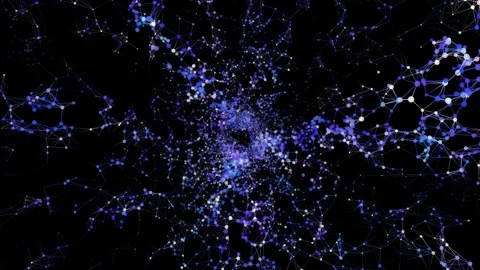 Animation background animated array color dots in chaotic grid flows rotati.. Stock Footage 330584343