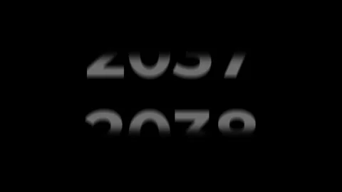 Animation background. Counting up years from 2026 to 2050 on black background Video stock 320578200
