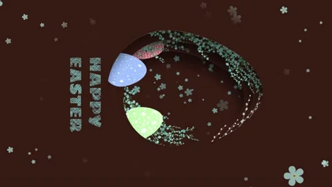 Animation  background from an egg-shaped frame with flowers and an inscription Stock Footage 169656384