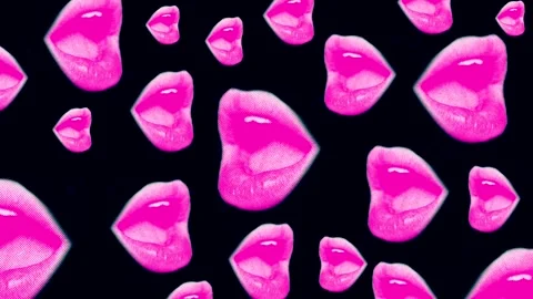 Animation background with female pink lips or open mouth on a black background Stock Footage 241897956