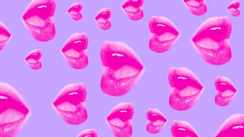 Animation background with female pink lips or open mouth on a black background Stock Footage 245895641